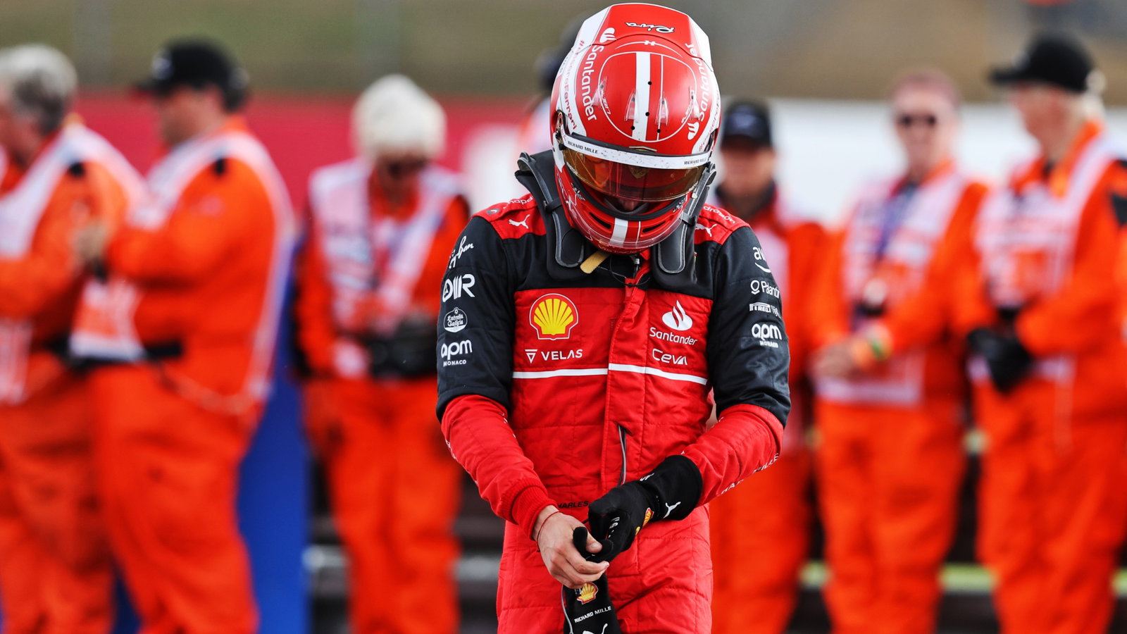 Charles Leclerc (MON) Ferrari in parc ferme. Formula 1 World Championship, Rd 10, British Grand Prix, Silverstone,