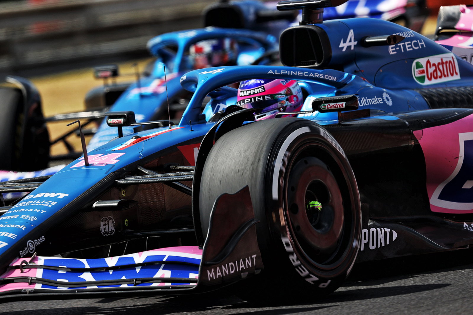 Fernando Alonso (ESP) Alpine F1 Team A522 and team mate Esteban Ocon (FRA) Alpine F1 Team A522. Formula 1 World