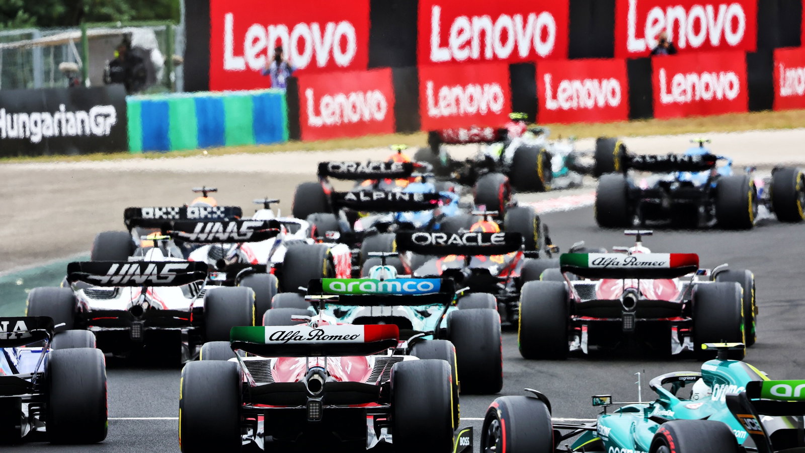 Guanyu Zhou (CHN) Alfa Romeo F1 Team C42 at the start of the race. Formula 1 World Championship, Rd 13, Hungarian Grand