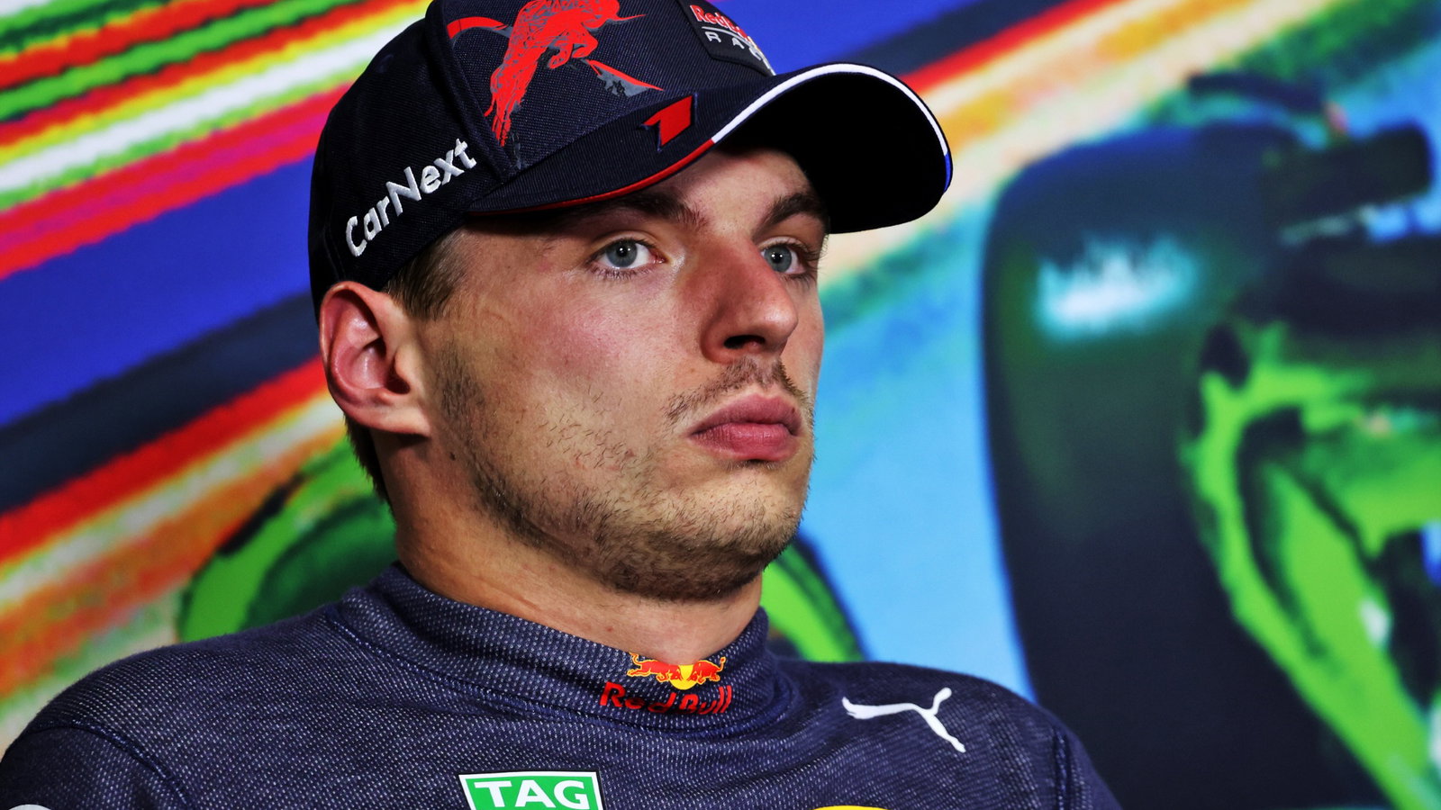 Max Verstappen (NLD) Red Bull Racing in the post qualifying FIA Press Conference. Formula 1 World Championship, Rd 16,
