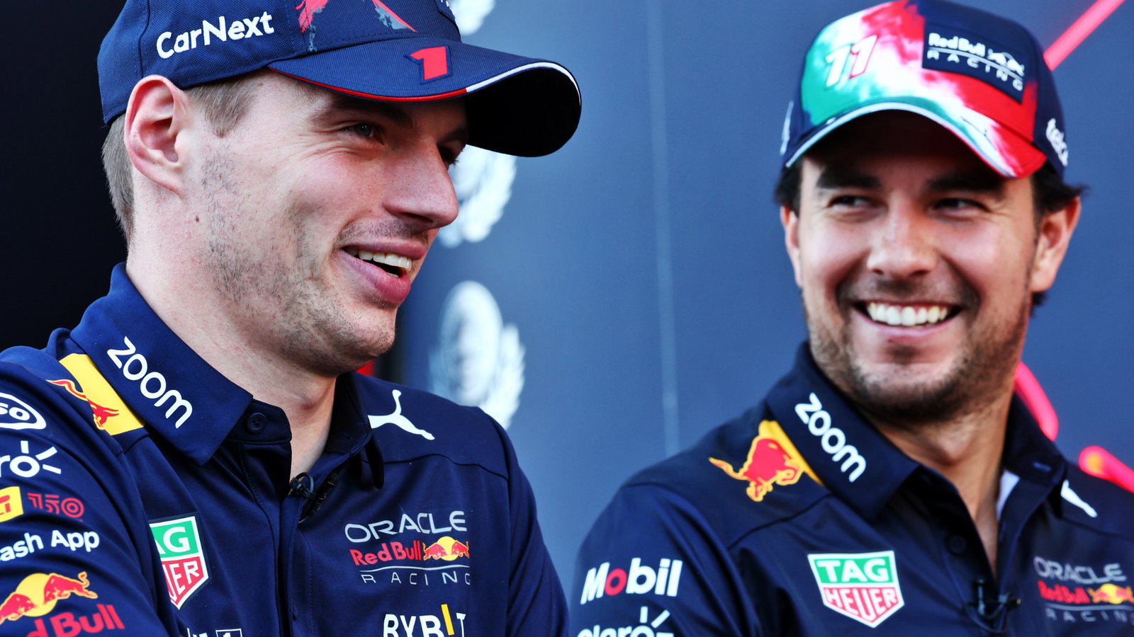 (L to R): Max Verstappen (NLD) Red Bull Racing and team mate Sergio Perez (MEX) Red Bull Racing. Formula 1 World