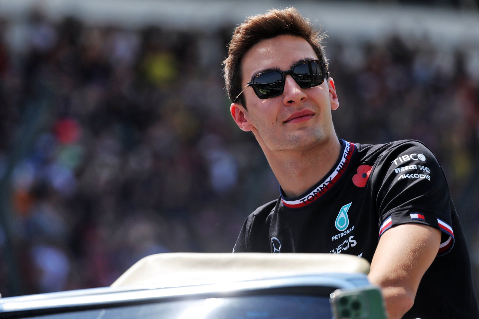 George Russell (GBR) Mercedes AMG F1 on the drivers parade. Formula 1 World Championship, Rd 21, Brazilian Grand Prix, Sao
