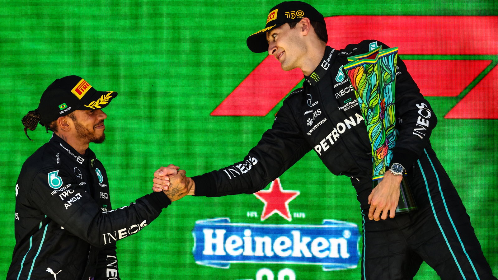 Lewis Hamilton (GBR), Mercedes AMG F1 and George Russell (GBR), Mercedes AMG F1 Formula 1 World Championship, Rd 21,