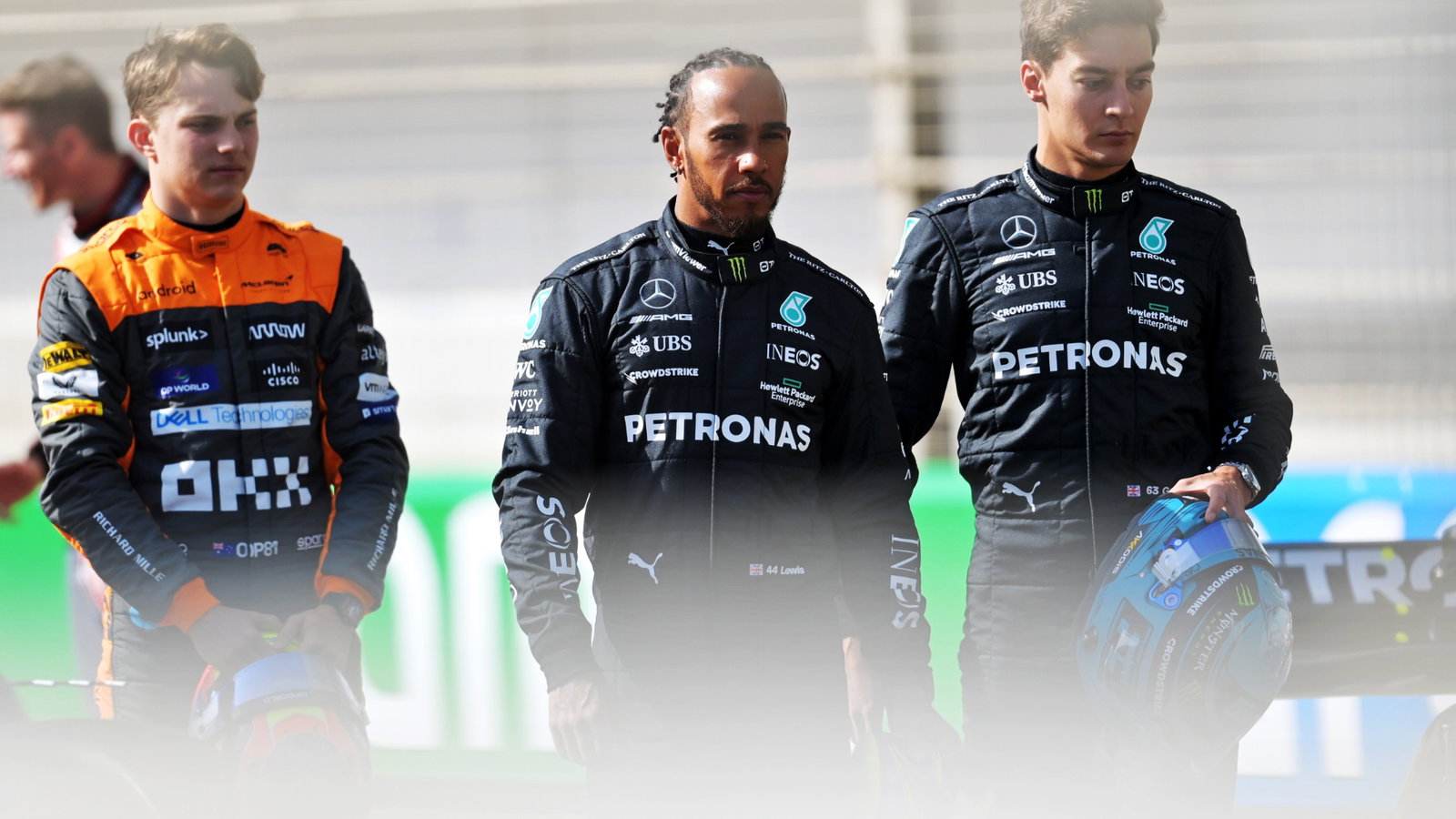 (L to R): Oscar Piastri (AUS) McLaren wit