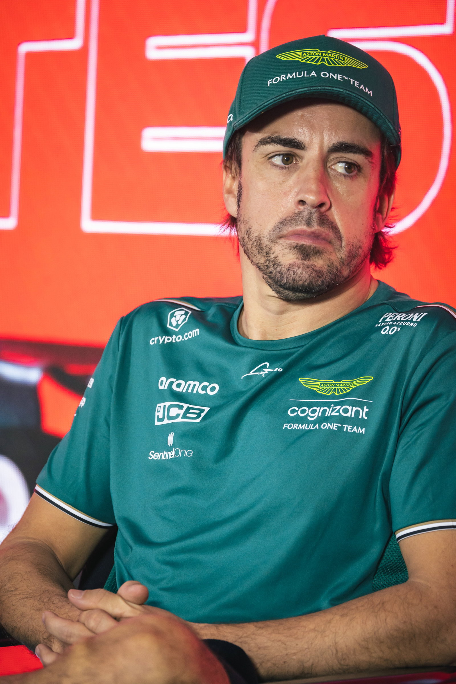 Fernando Alonso (ESP) Aston Martin F1 Team in the FIA Press Conference. Formula 1 Testing, Sakhir, Bahrain, Day Three.-