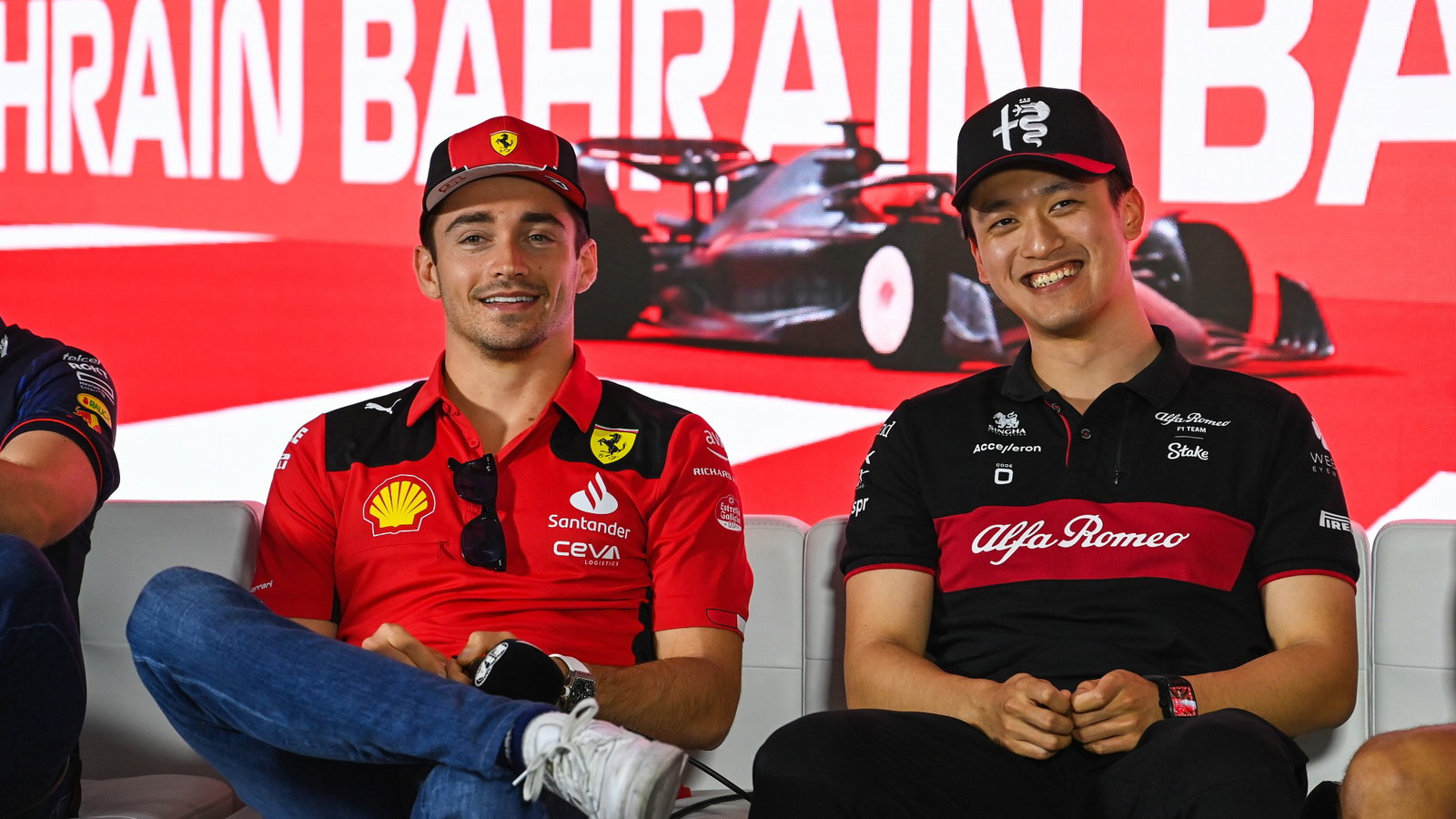 (L to R): Charles Leclerc (MON) Ferrari and Zhou Guanyu (CHN) Alfa Romeo F1 Team, in the FIA Press Conference. Formula 1