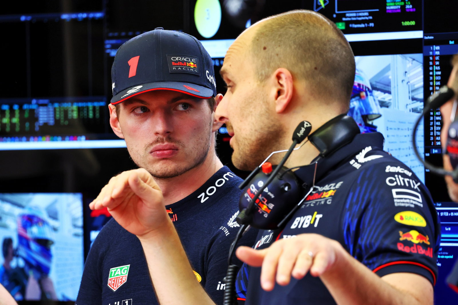 Max Verstappen (NLD) Red Bull Racing with Gianpiero Lambiase (ITA) Red Bull Racing Engineer. Formula 1 World Championship,