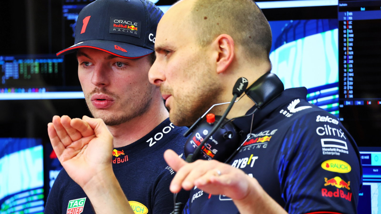 Max Verstappen (NLD) Red Bull Racing with Gianpiero Lambiase (ITA) Red Bull Racing Engineer. Formula 1 World Championship,