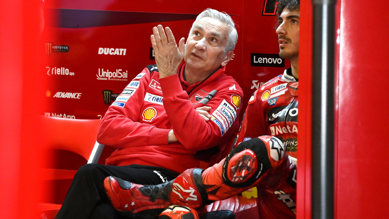 Davide Tardozzi, Francesco Bagnaia, Portimao MotoGP test, 12 March