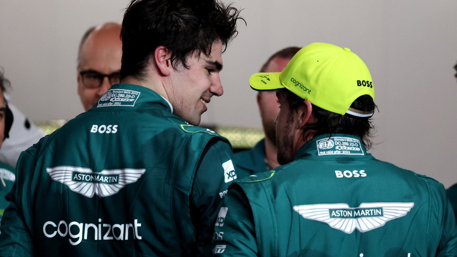 (L to R): Lance Stroll (CDN) Aston Martin F1 Team with team mate Fernando Alonso (ESP) Aston Martin F1 Team in qualifying