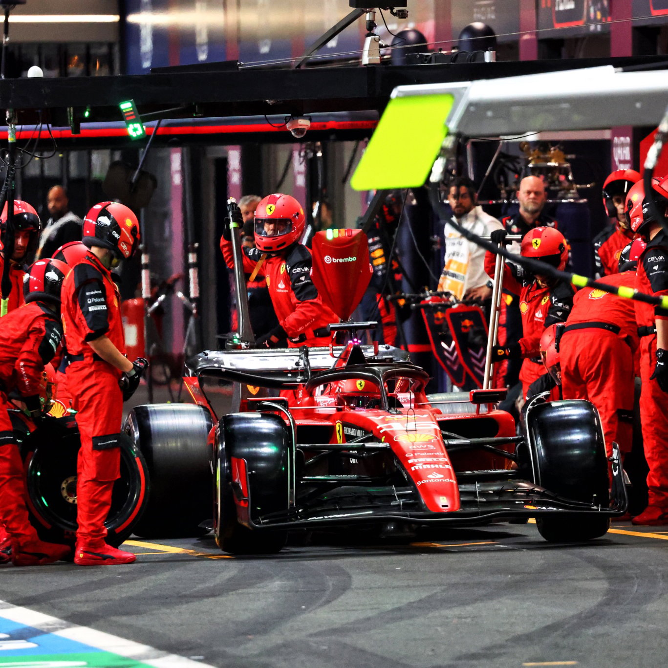 Charles Leclerc (MON) Ferrari SF-23 makes a pit stop. Formula 1 World Championship, Rd 2, Saudi Arabian Grand Prix,