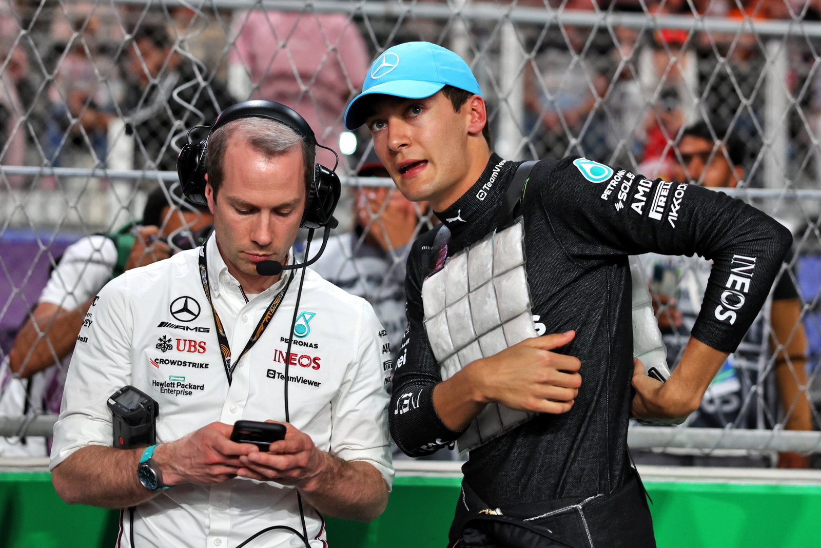 George Russell (GBR) Mercedes AMG F1 on the grid. Formula 1 World Championship, Rd 2, Saudi Arabian Grand Prix, Jeddah,