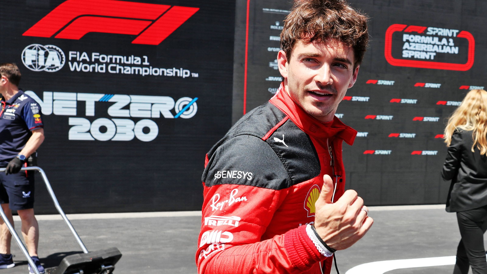 Charles Leclerc (MON) Ferrari celebrates winning the Sprint Shootout in parc ferme. Formula 1 World Championship, Rd 4,