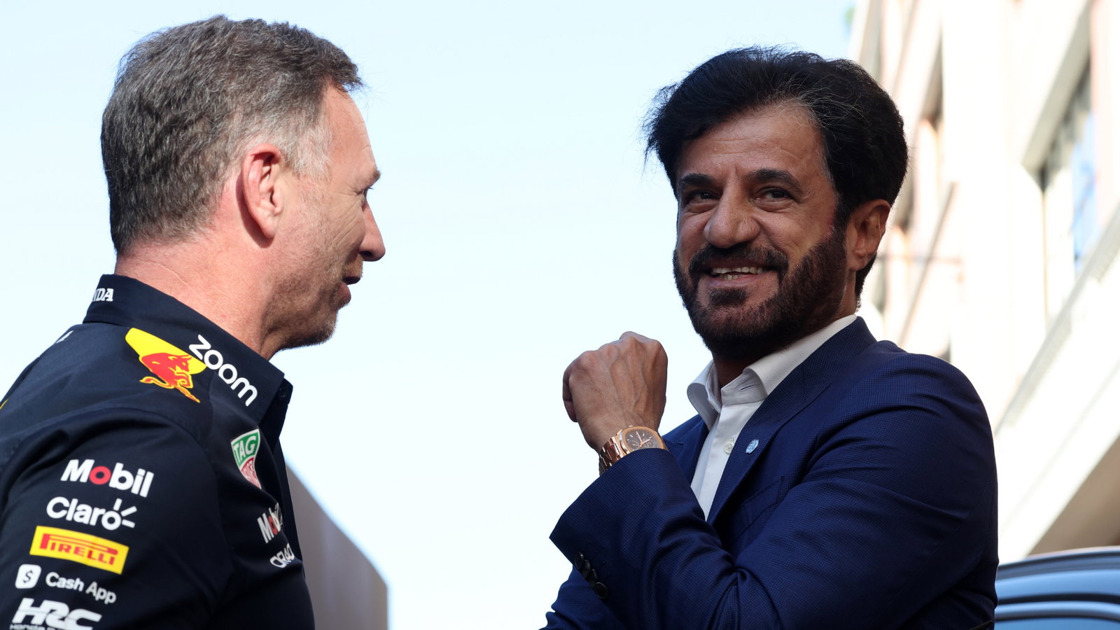 (L to R): Christian Horner (GBR) Red Bull Racing Team Principal with Mohammed Bin Sulayem (UAE) FIA President. Formula 1