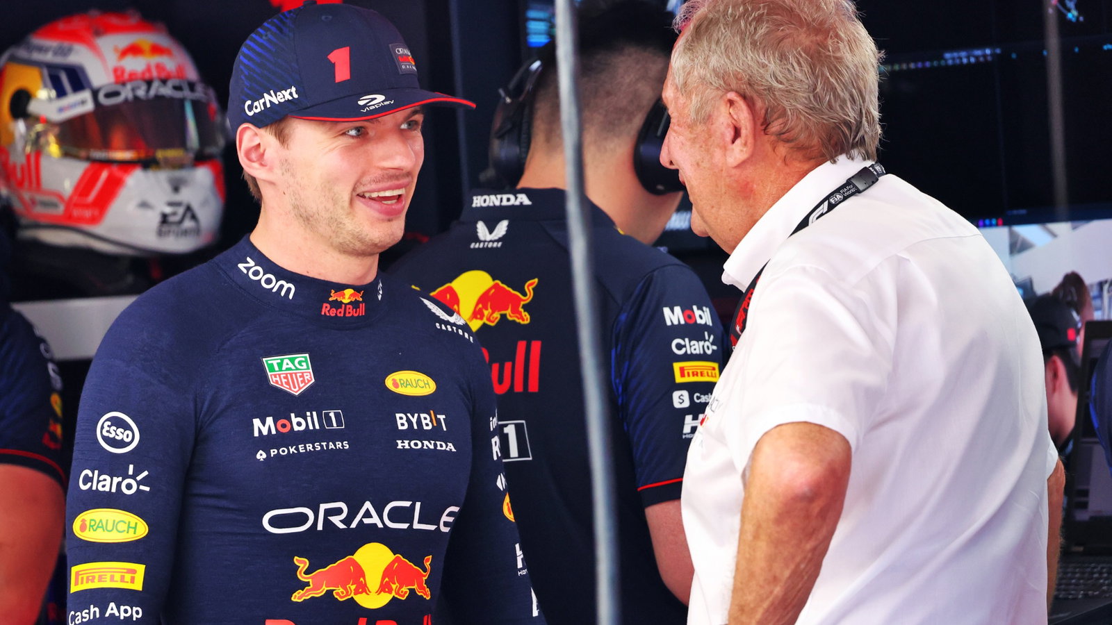 (L to R): Max Verstappen (NLD) Red Bull Racing with Dr Helmut Marko (AUT) Red Bull Motorsport Consultant. Formula 1 World