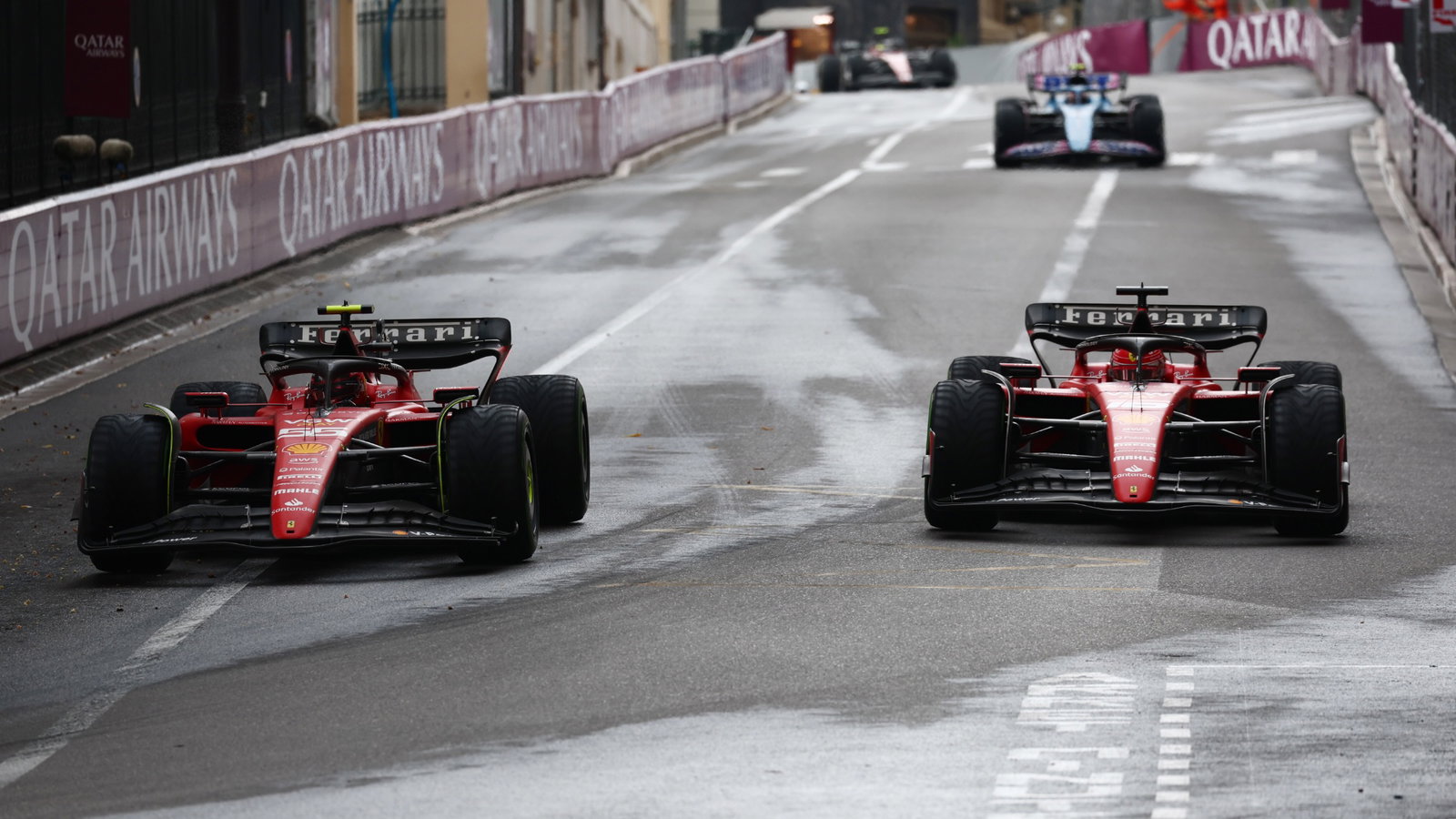 Charles Leclerc (MON) Ferrari SF-23 and Carlos Sainz Jr (ESP) Ferrari SF-23 at the end of the race. Formula 1 World