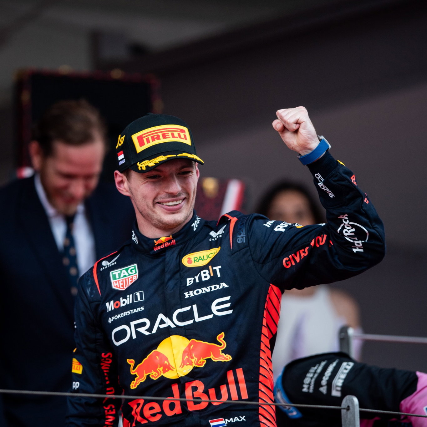 Race winner Max Verstappen (NLD) Red Bull Racing celebrates on the podium. Formula 1 World Championship, Rd 7, Monaco