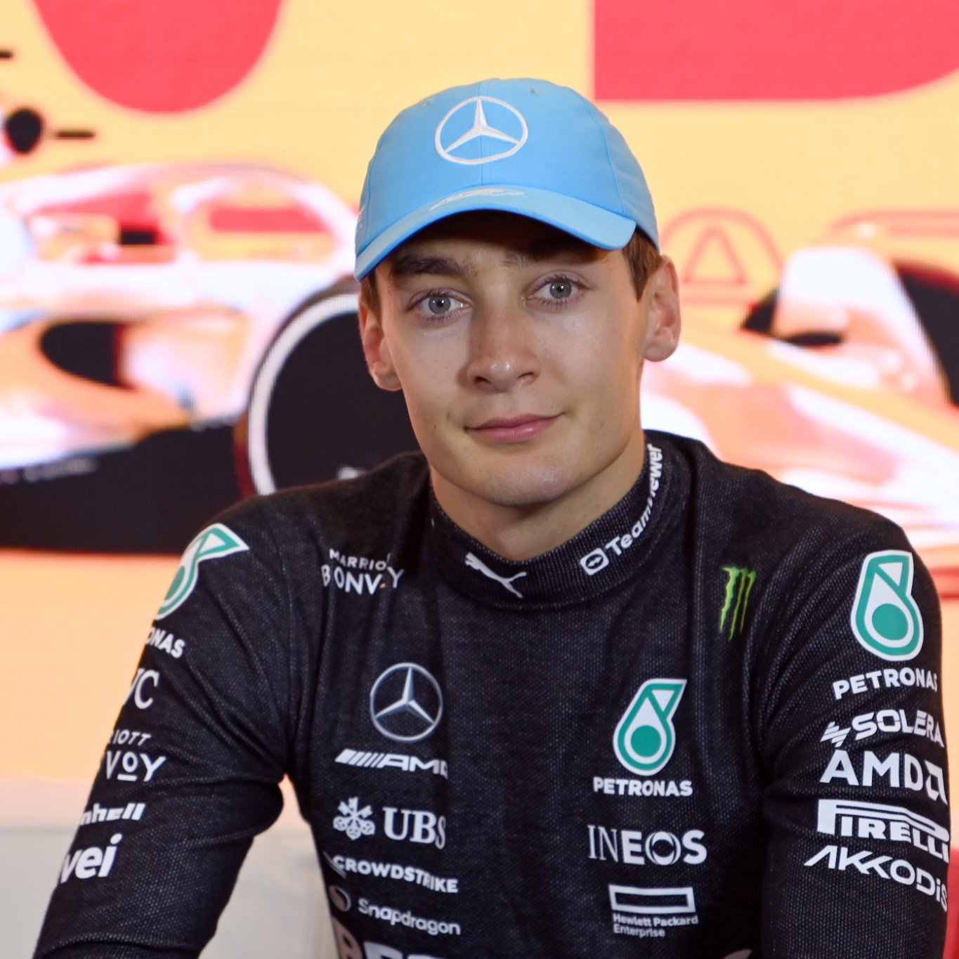 George Russell (GBR) Mercedes AMG F1 in the post race FIA Press Conference. Formula 1 World Championship, Rd 8, Spanish