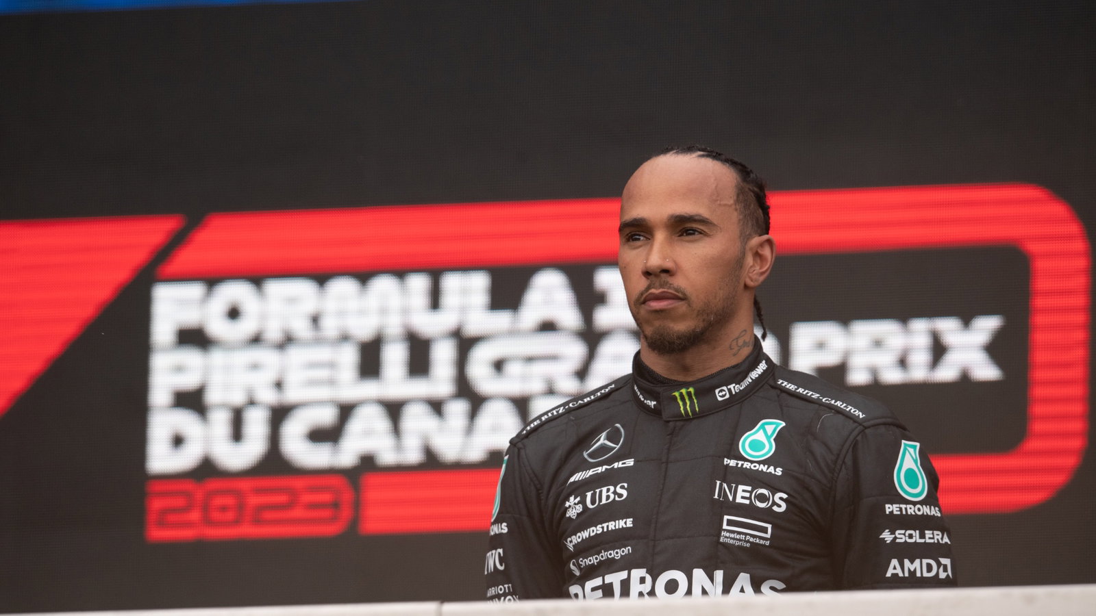 Lewis Hamilton (GBR) Mercedes AMG F1, third position, on the podium. Formula 1 World Championship, Rd 9, Canadian Grand