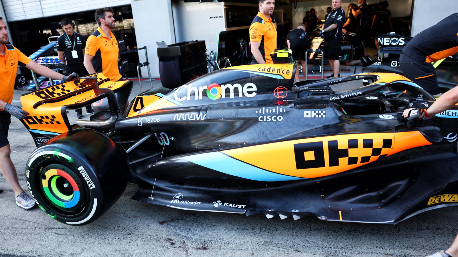 McLaren MCL60 floor, sidepod, and engine cover detail. Formula 1 World Championship, Rd 10, Austrian Grand Prix,