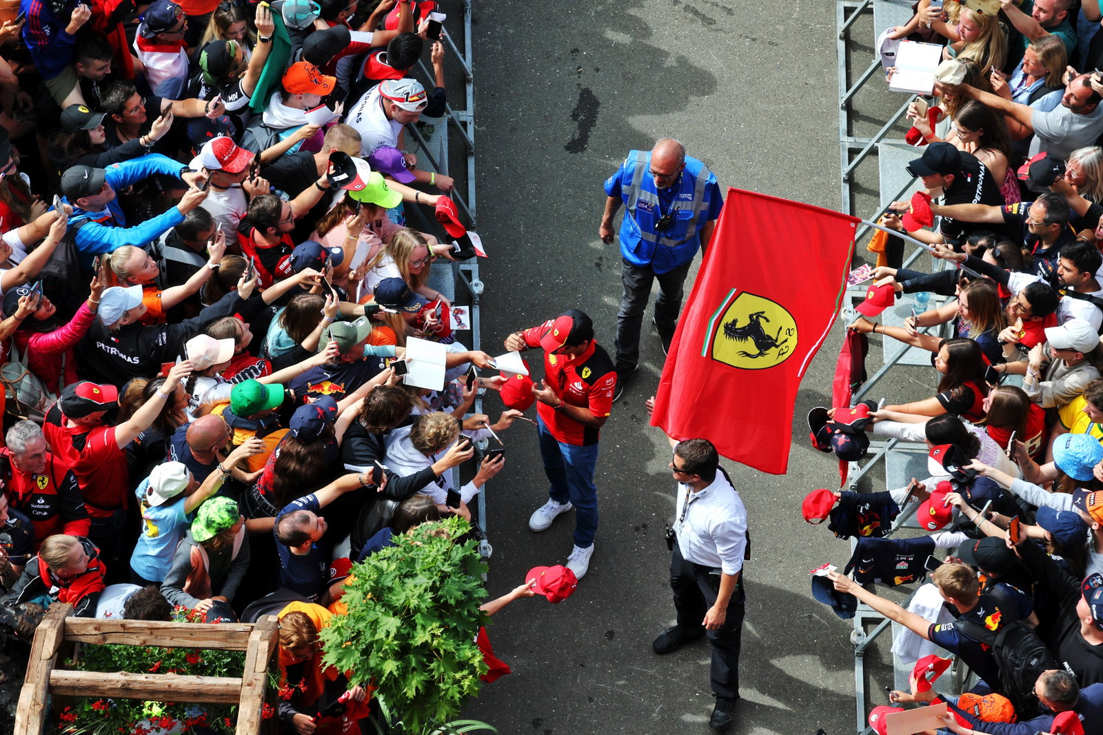 Carlos Sainz Jr (ESP) Ferrari with fans. Formula 1 World Championship, Rd 10, Austrian Grand Prix, Spielberg, Austria,