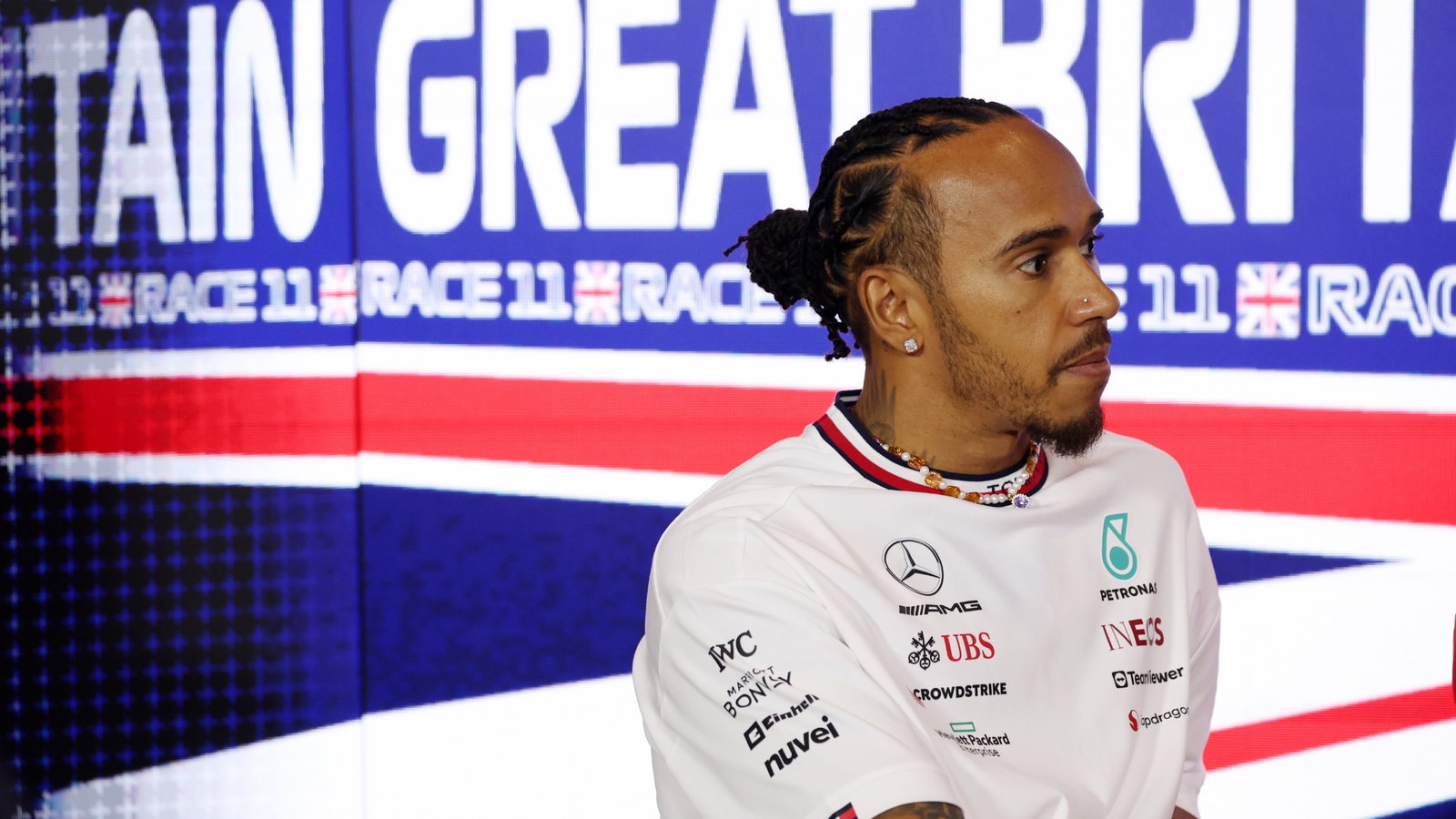Lewis Hamilton (GBR) Mercedes AMG F1 in the FIA Press Conference. Formula 1 World Championship, Rd 11, British Grand Prix,