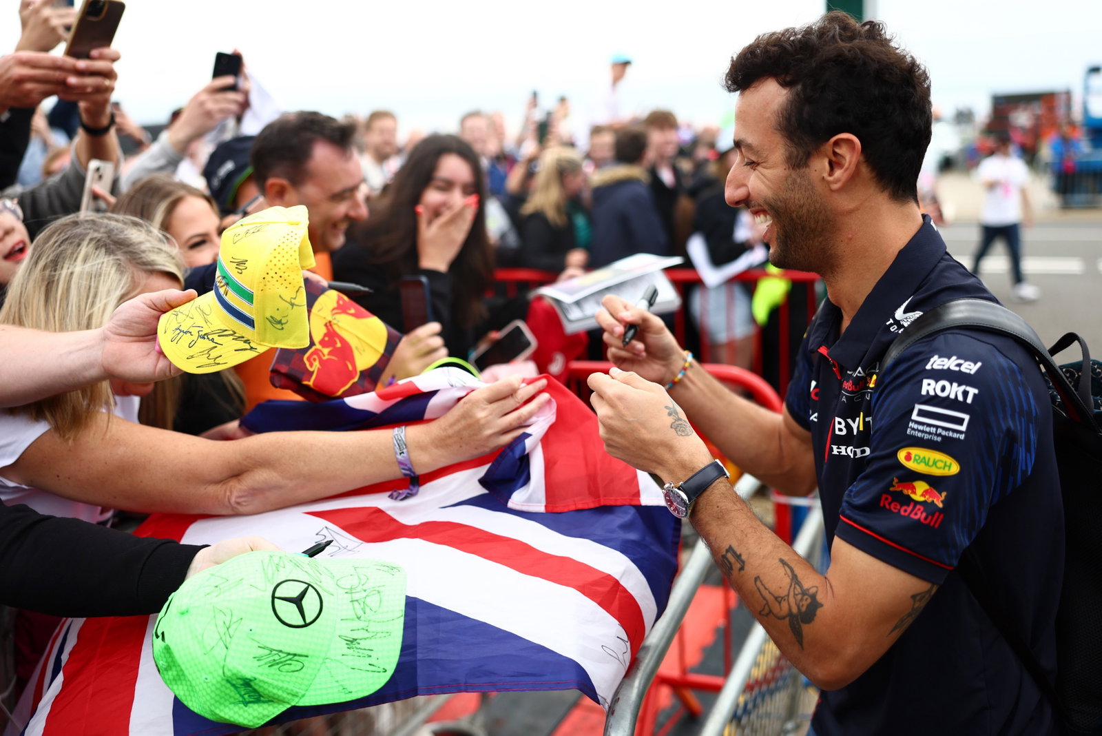 Daniel Ricciardo (AUS) Red Bull Racing Reserve and Third Driver with fans. Formula 1 World Championship, Rd 11, British