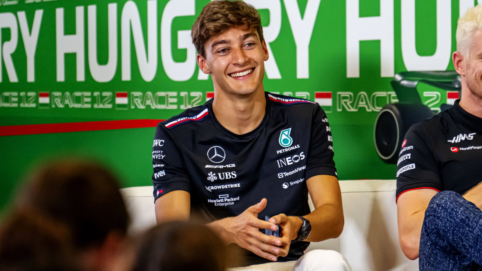 George Russell (GBR) Mercedes AMG F1 in the FIA Press Conference. Formula 1 World Championship, Rd 12, Hungarian Grand