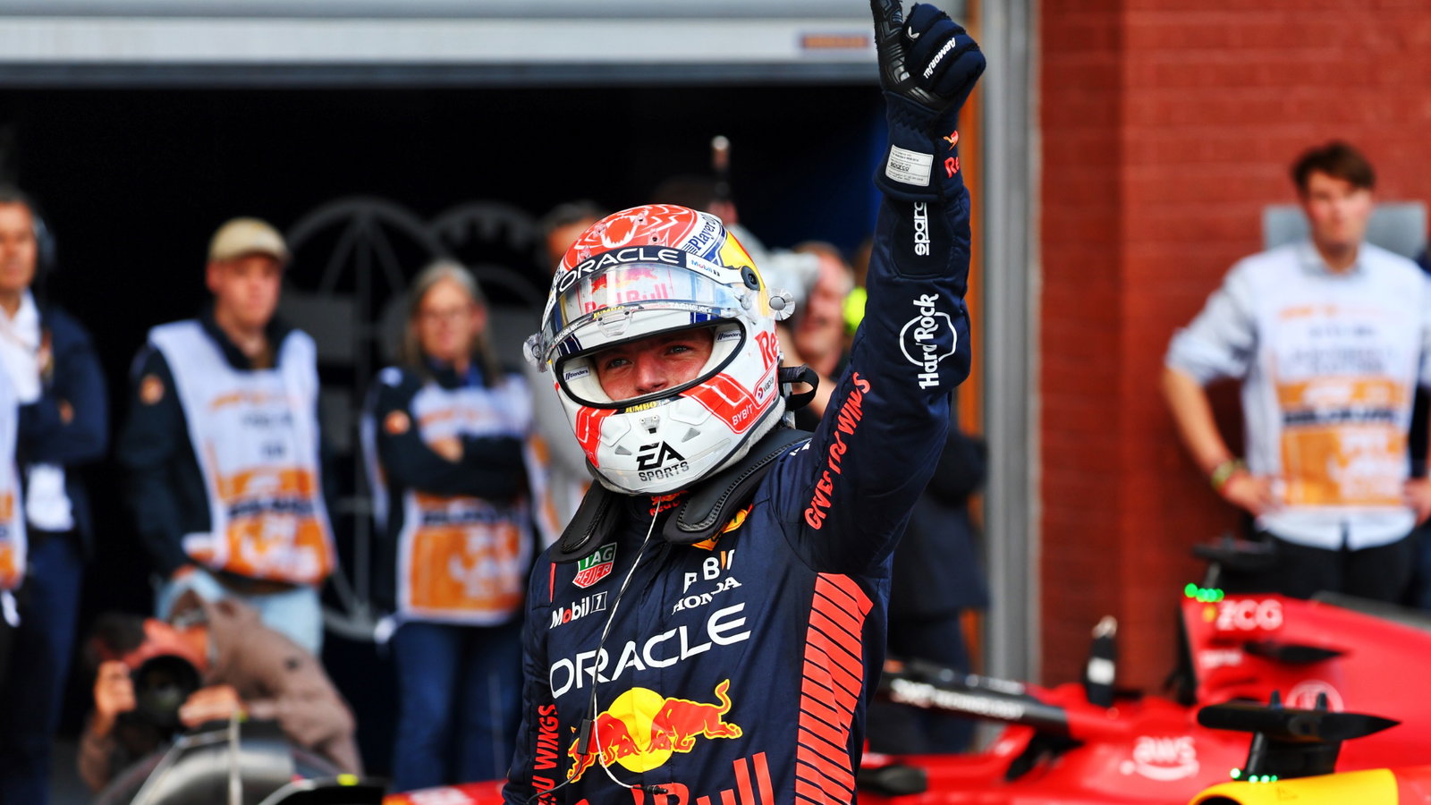 Max Verstappen (NLD) Red Bull Racing celebrates his pole position in qualifying parc ferme. Formula 1 World Championship,