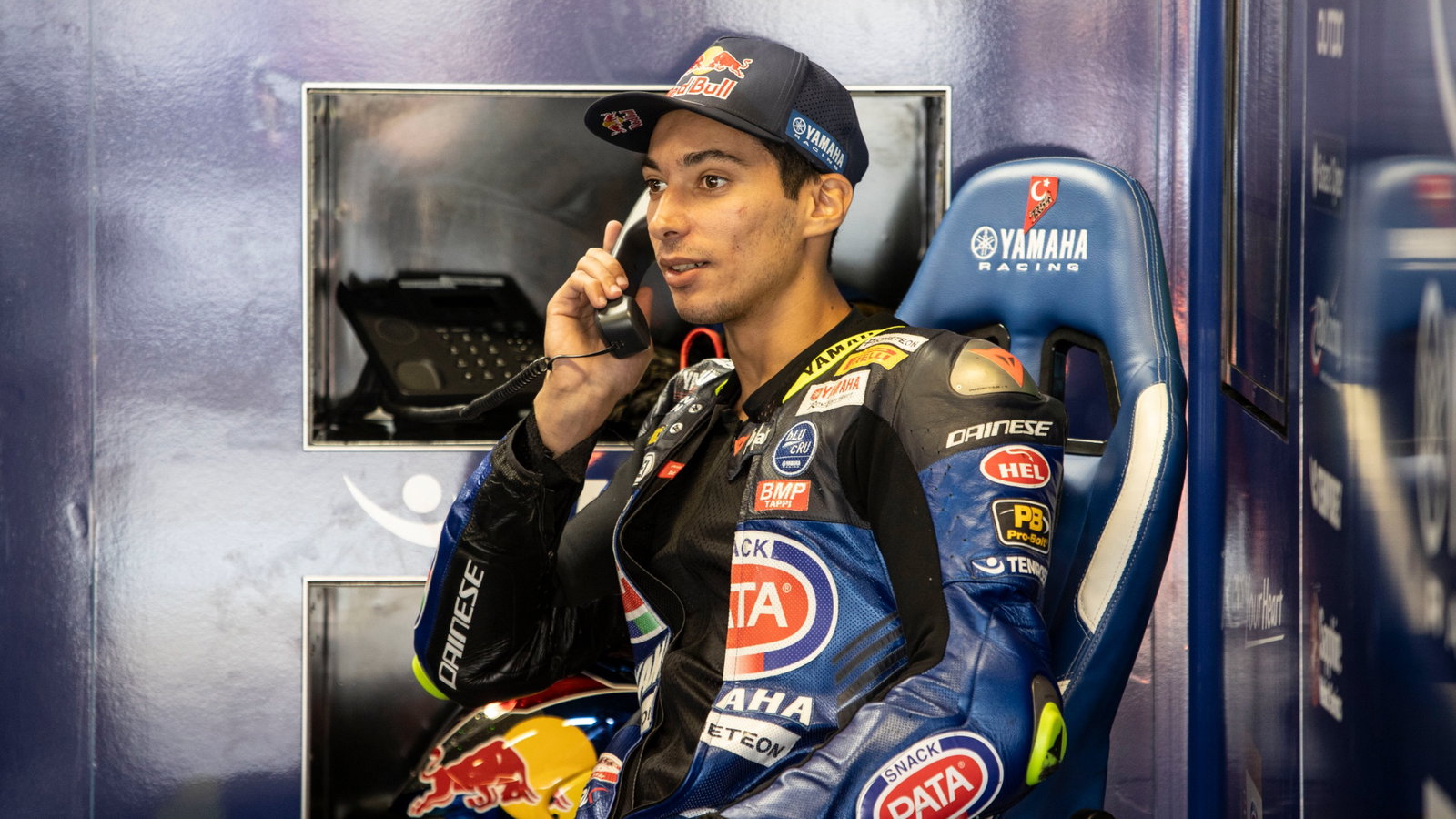 Toprak Razgatlioglu on the phone, Czech WorldSBK, 29 July