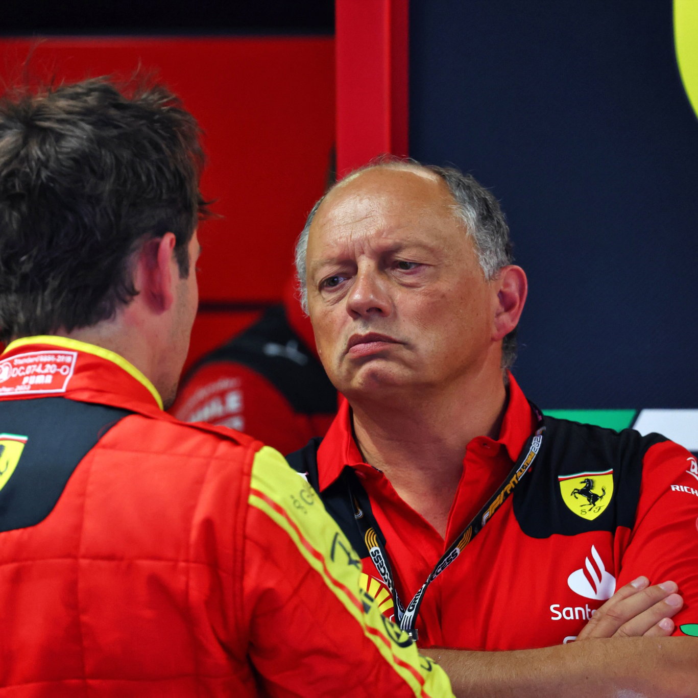 Frederic Vasseur (FRA) Ferrari Team Principal with Charles Leclerc (MON) Ferrari. Formula 1 World Championship, Rd 15,