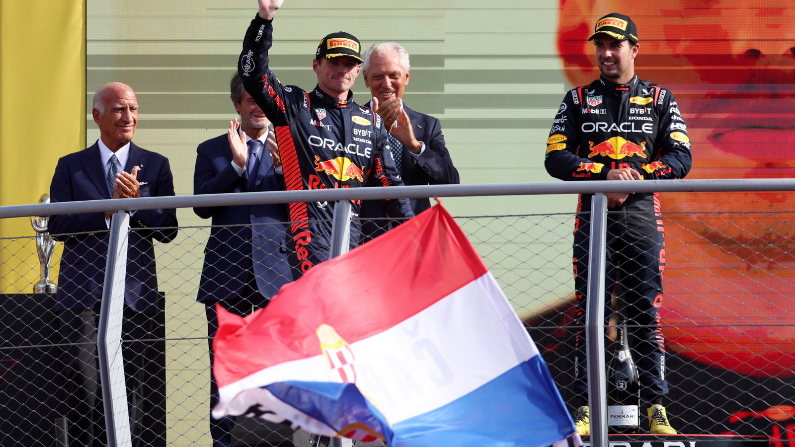 Race winner Max Verstappen (NLD) Red Bull Racing celebrates on the podium. Formula 1 World Championship, Rd 15, Italian