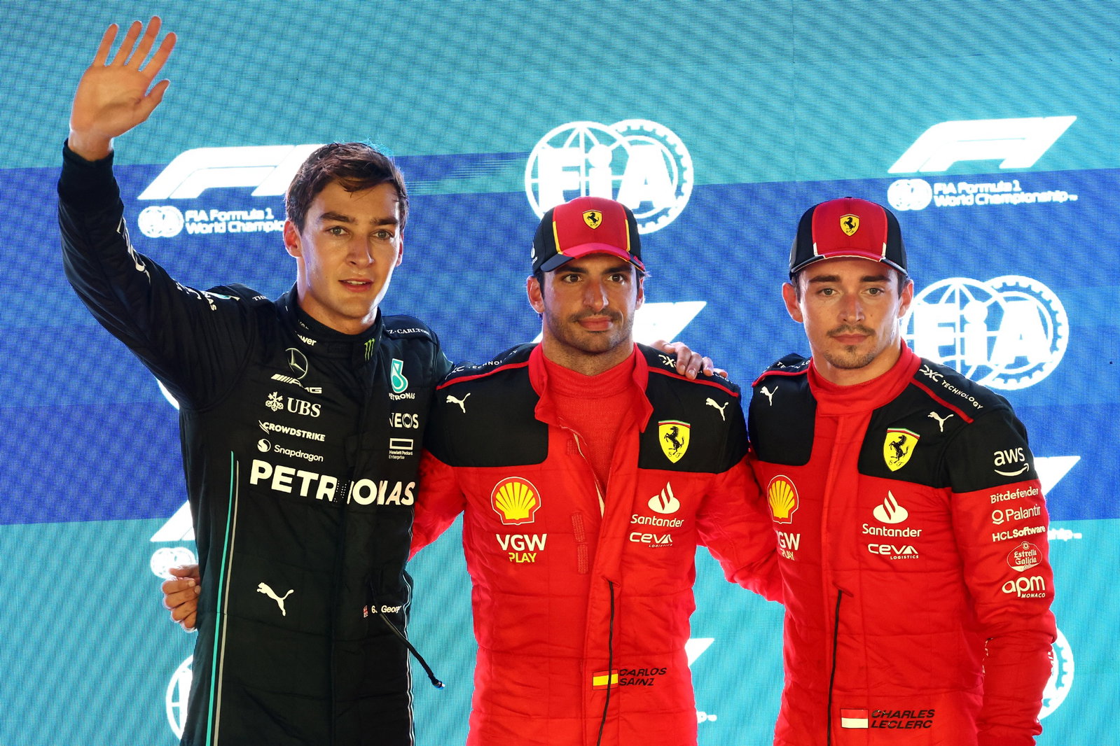 Carlos Sainz Jr (ESP) Ferrari qualifies in pole
