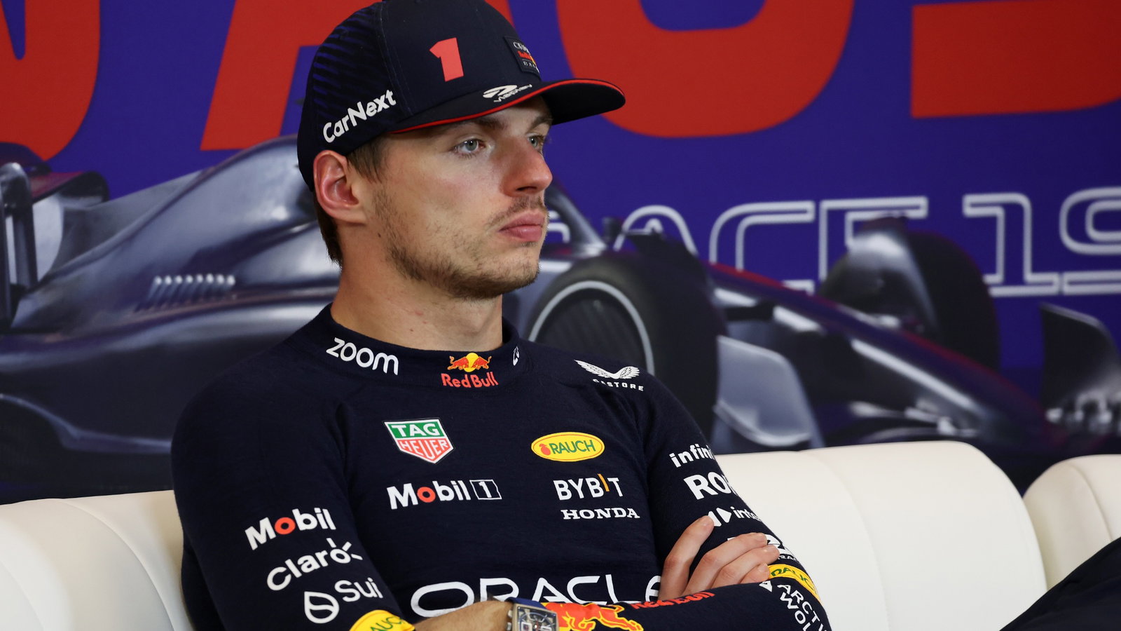 Max Verstappen (NLD) Red Bull Racing in the post race FIA Press Conference. Formula 1 World Championship, Rd 19, United