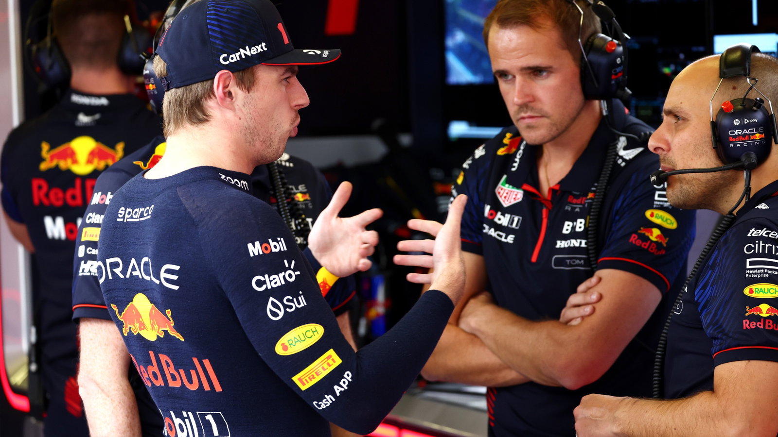 Max Verstappen (NLD) Red Bull Racing with Gianpiero Lambiase (ITA) Red Bull Racing Engineer. Formula 1 World Championship,