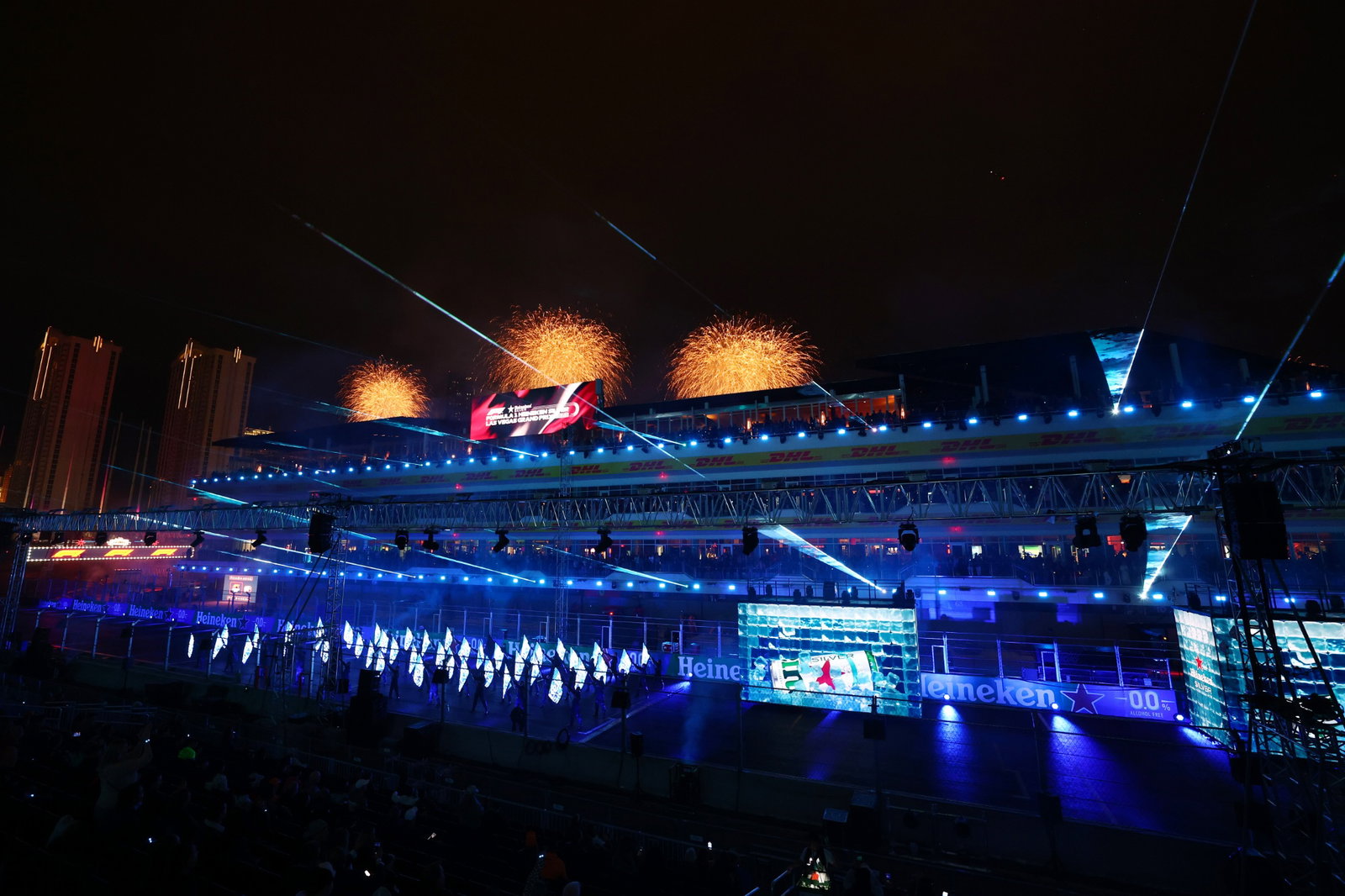 Circuit atmosphere - Opening Ceremony. Formula 1 World Championship, Rd 22, Las Vegas Grand Prix, Las Vegas, Nevada, USA,