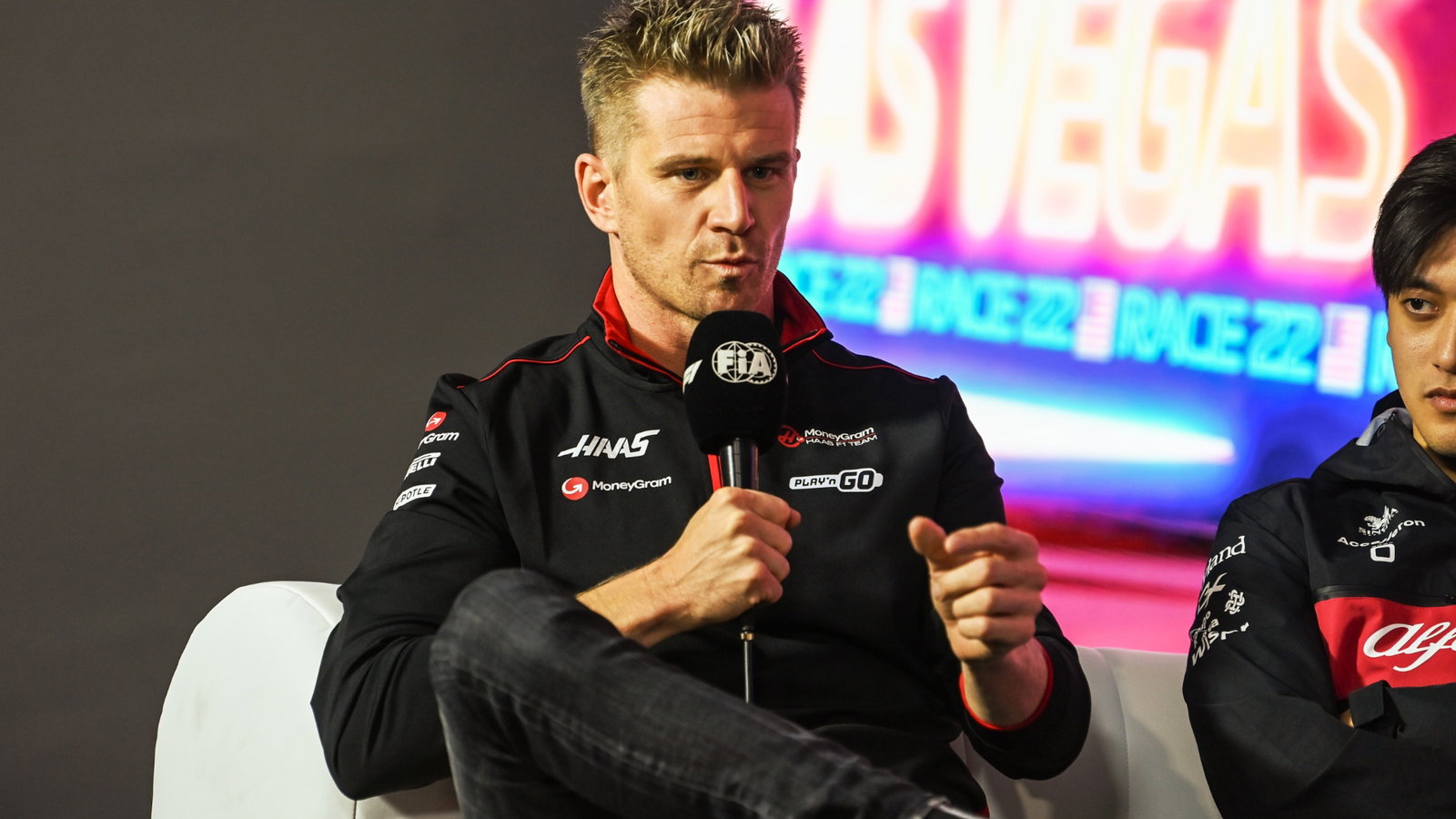 Nico Hulkenberg (GER) Haas F1 Team in the FIA Press Conference. Formula 1 World Championship, Rd 22, Las Vegas Grand Prix,