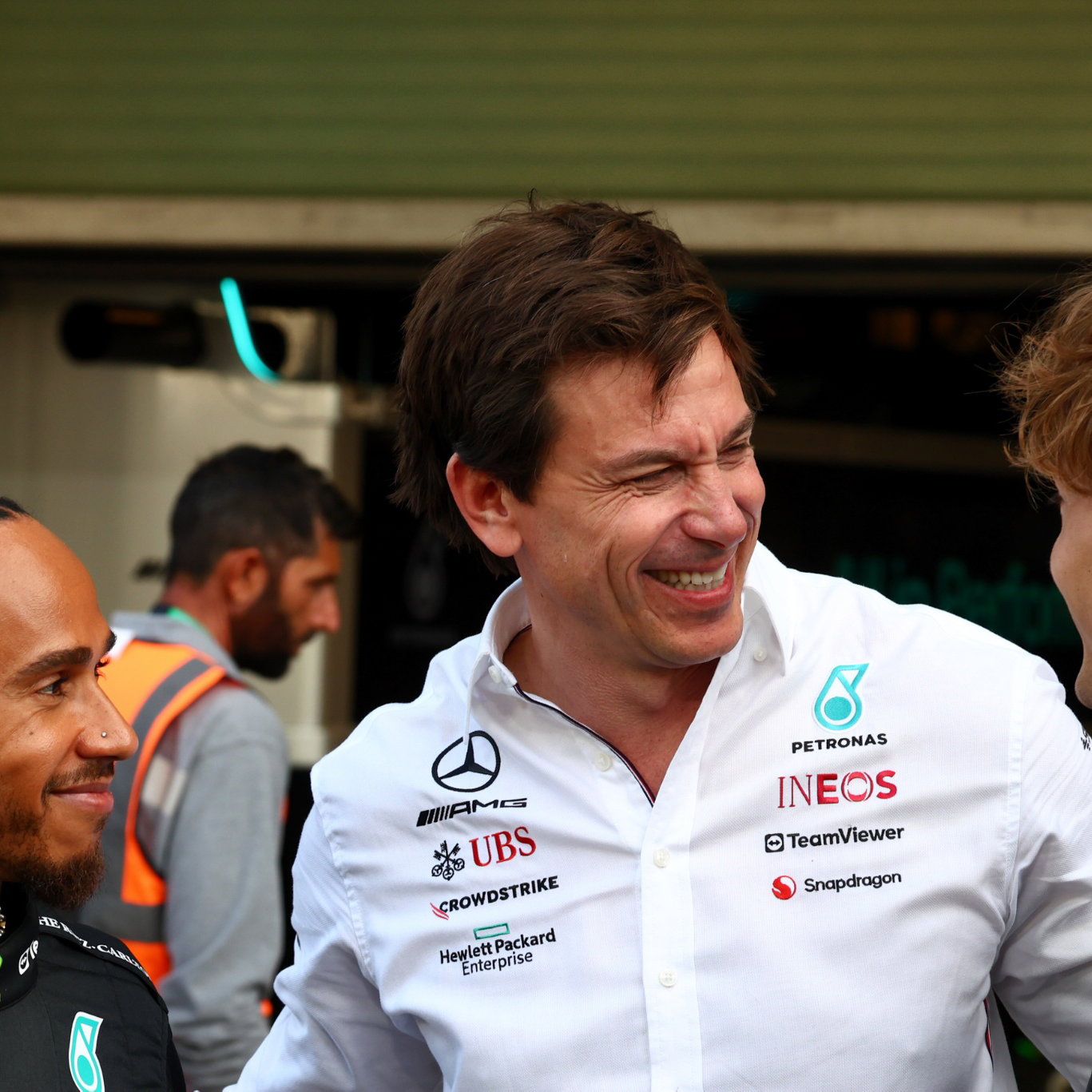 (L to R): Lewis Hamilton (GBR) Mercedes AMG F1 with Toto Wolff (GER) Mercedes AMG F1 Shareholder and Executive Director and