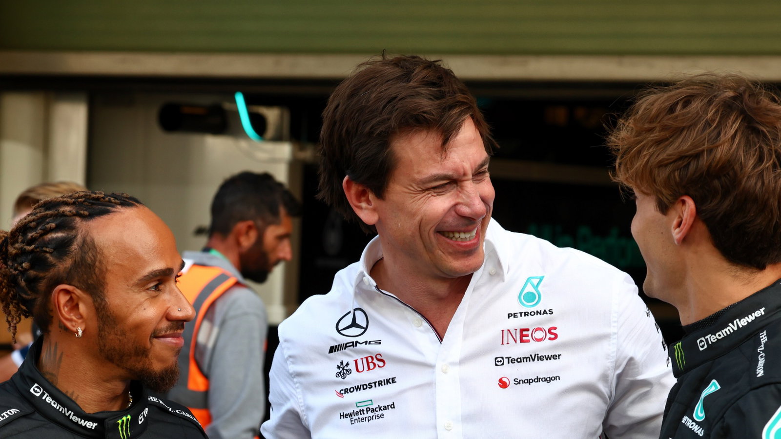 (L to R): Lewis Hamilton (GBR) Mercedes AMG F1 with Toto Wolff (GER) Mercedes AMG F1 Shareholder and Executive Director and