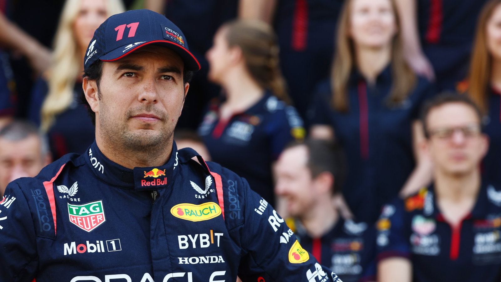 Sergio Perez (MEX) Red Bull Racing at a team photograph. Formula 1 World Championship, Rd 23, Abu Dhabi Grand Prix, Yas
