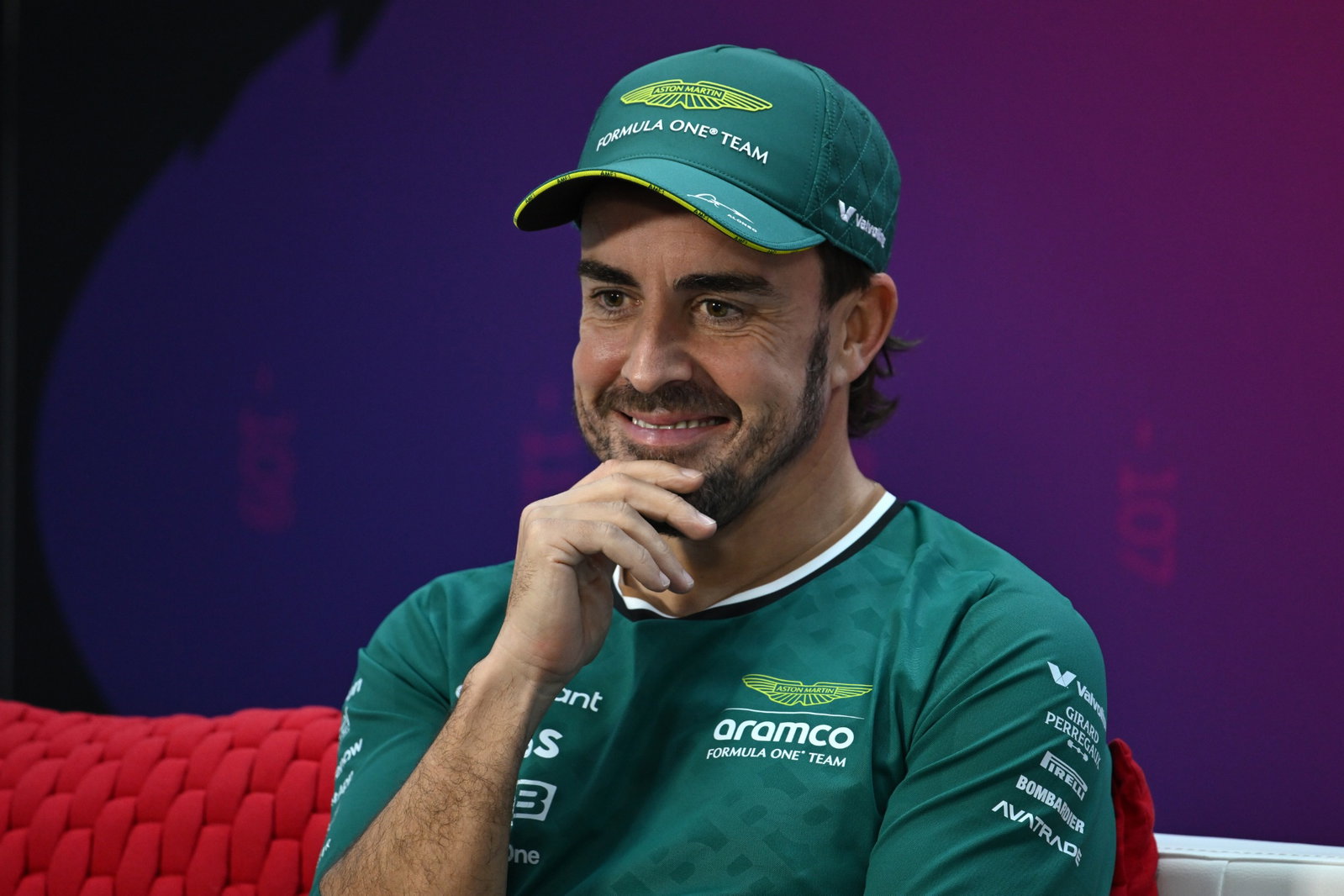 Fernando Alonso (ESP) Aston Martin F1 Team in the FIA Press Conference. Formula 1 Testing, Sakhir, Bahrain, Day Two.-