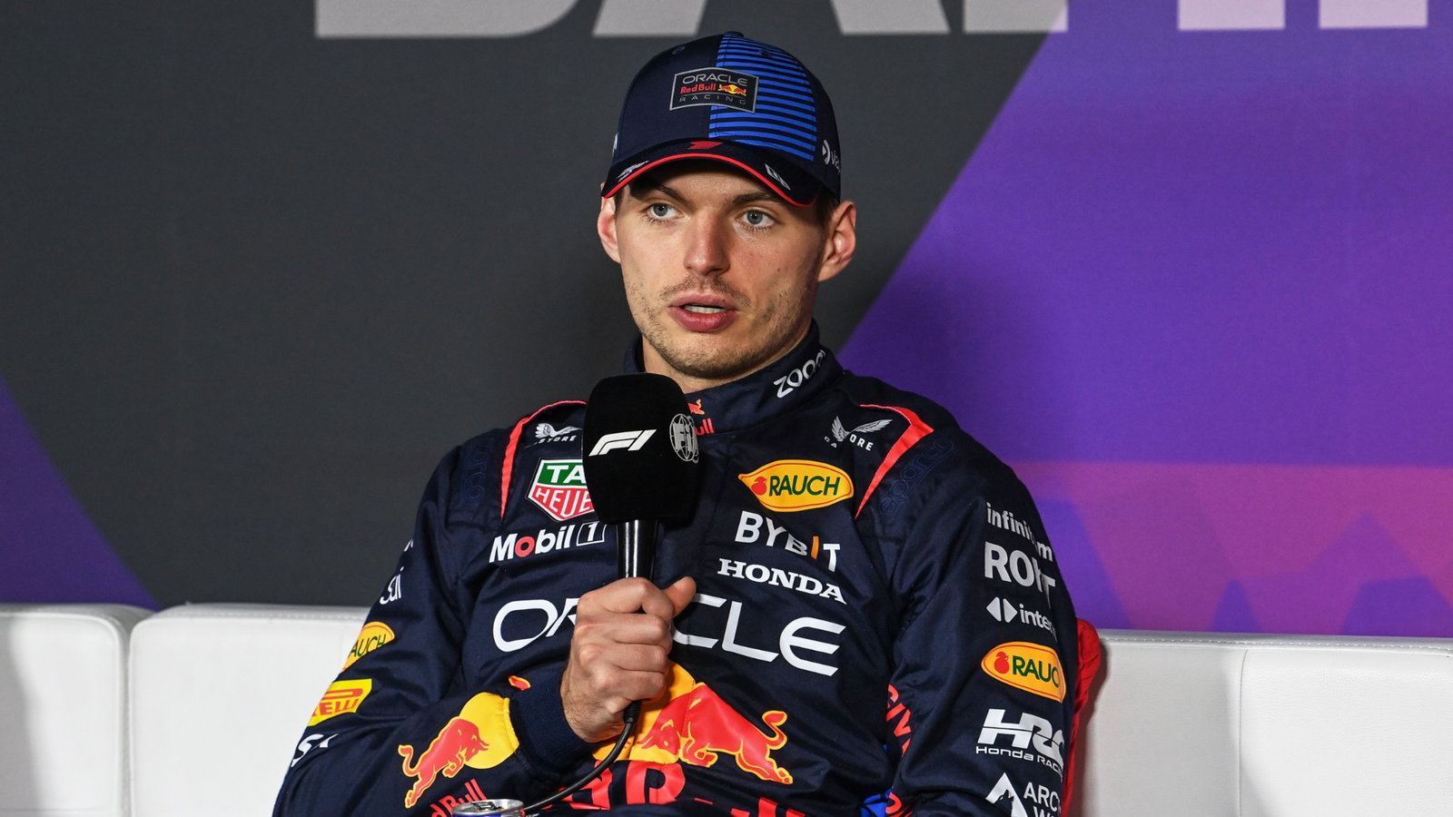 Max Verstappen (NLD) Red Bull Racing RB20 in the post race FIA Press Conference. Formula 1 World Championship, Rd 1,