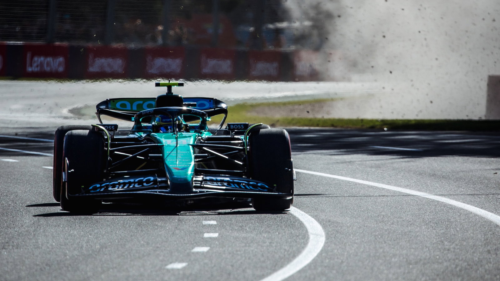 Fernando Alonso (ESP) Aston Martin F1 Team AMR24 runs wide. Formula 1 World Championship, Rd 3, Australian Grand Prix,