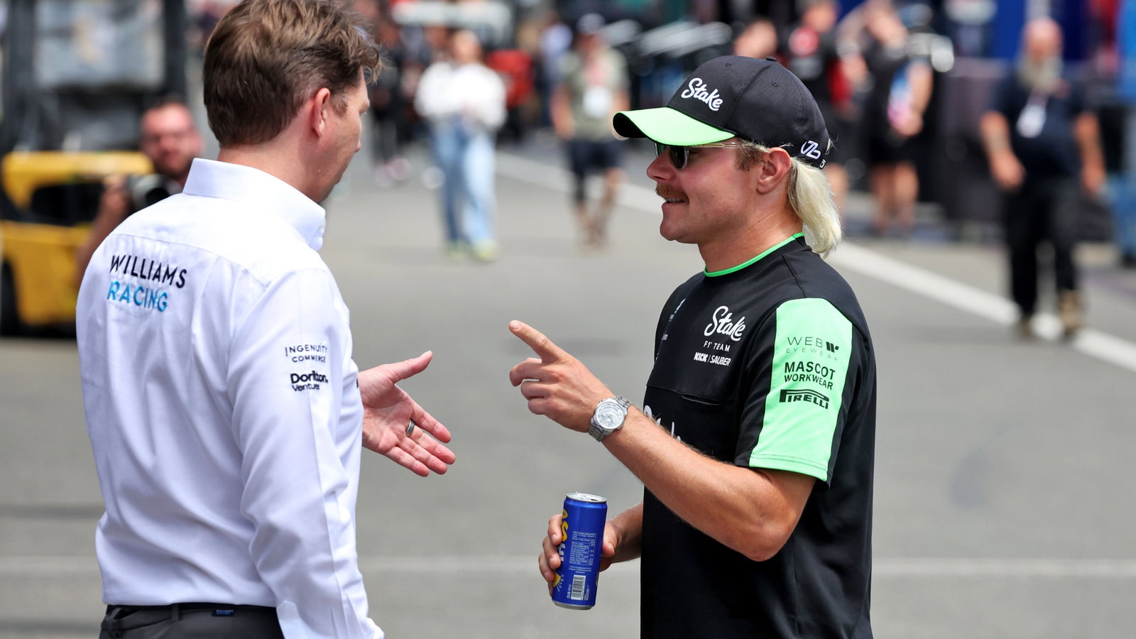 (L to R): James Vowles (GBR) Williams Racing Team Principal with Valtteri Bottas (FIN) Sauber. Formula 1 World