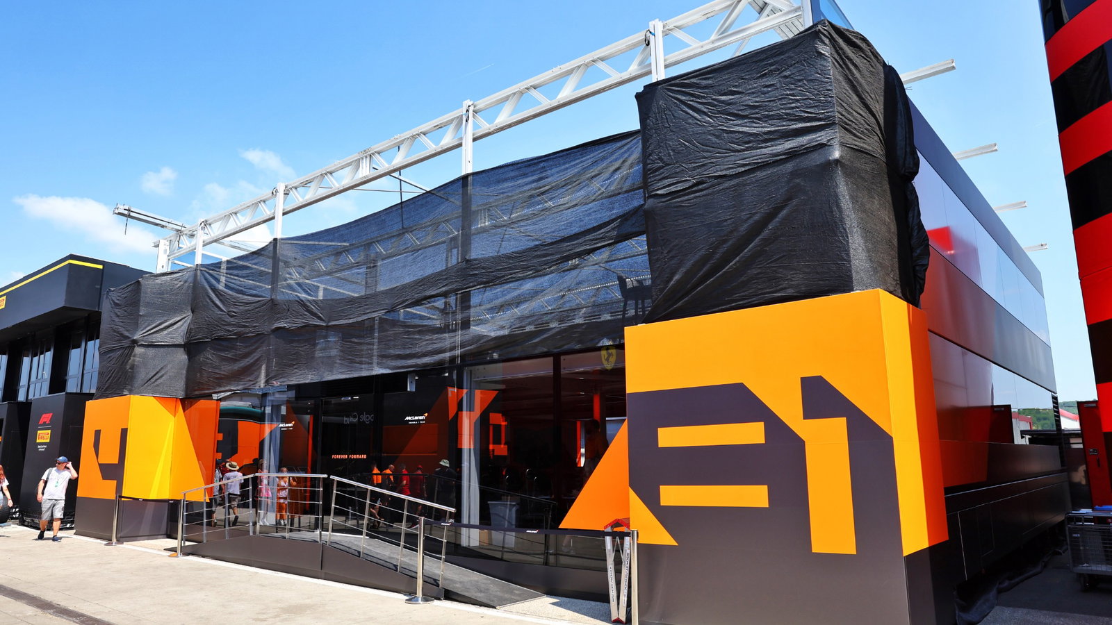 McLaren motorhome. Formula 1 World Championship, Rd 13, Hungarian Grand Prix, Budapest, Hungary, Preparation Day.-